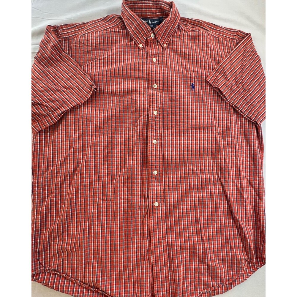 Ralph Lauren Mens Blake Fit Multicolor Check Short Sleeve Button Down Size L